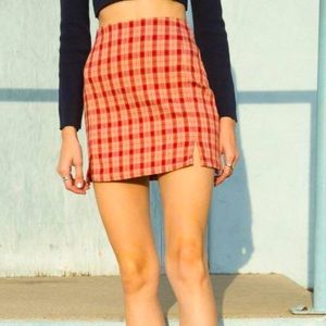 Brandy Melville red and white plaid skirt, one size fits all.